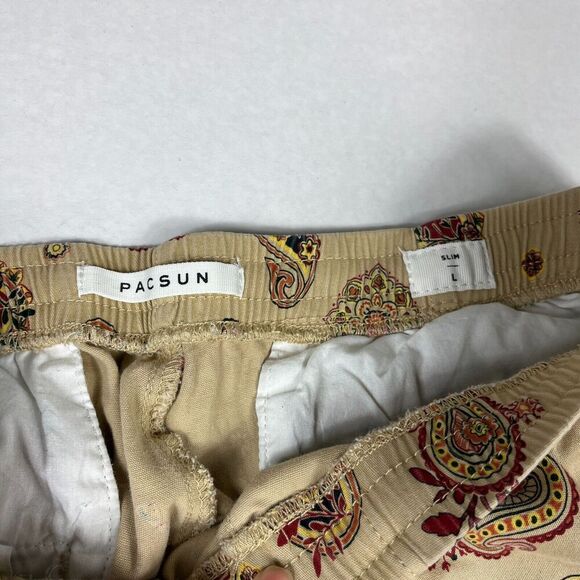 Pacsun Mens Slim Drawstring Pants Paisley Streetwear Preppy Casual LARGE FLAW - Picture 4 of 11